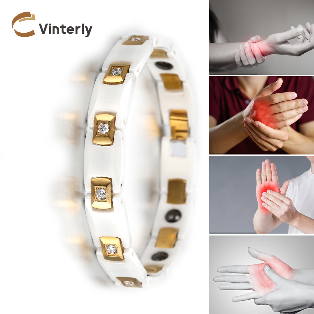 Ceramic Link Bracelet - Bransoletki na damski łańcuszek ogniwo złoty
